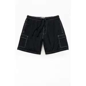 Pacsun Men's Black Baggy Cargo Crinkle 8" Swim Trunks