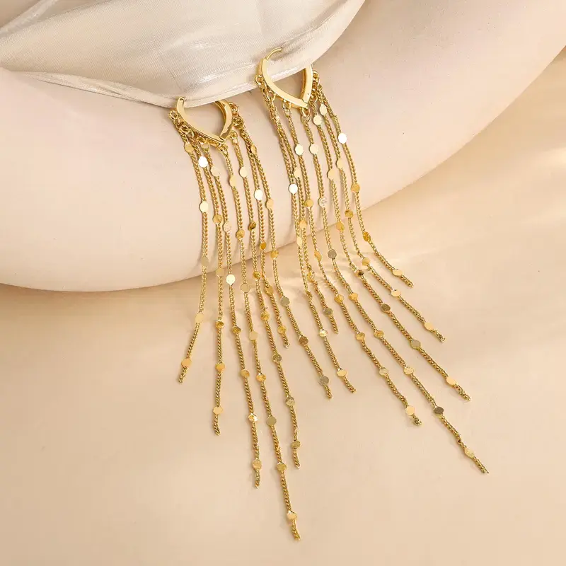 14K Gold Plated Long Tassel Earrings for Women,Chain Tassel Threader Earrings Trend Dangling,Trendy Hypoallergenic Bride Party Prom Jewelry and Women Gifts For Women&Gift Summerwins