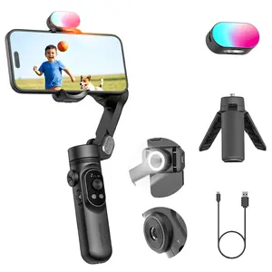 Aochuan Smart X Kit 3-Axis Gimbal Stabilizer - Plastic Cellphone Smartphone Selfie Accessory with AI Face Recognition, Gesture Control, 360° Rotation, Folding Portable Design, Long Battery Life, Magnetic Attachment - Ideal for Vlogging, Live Streaming