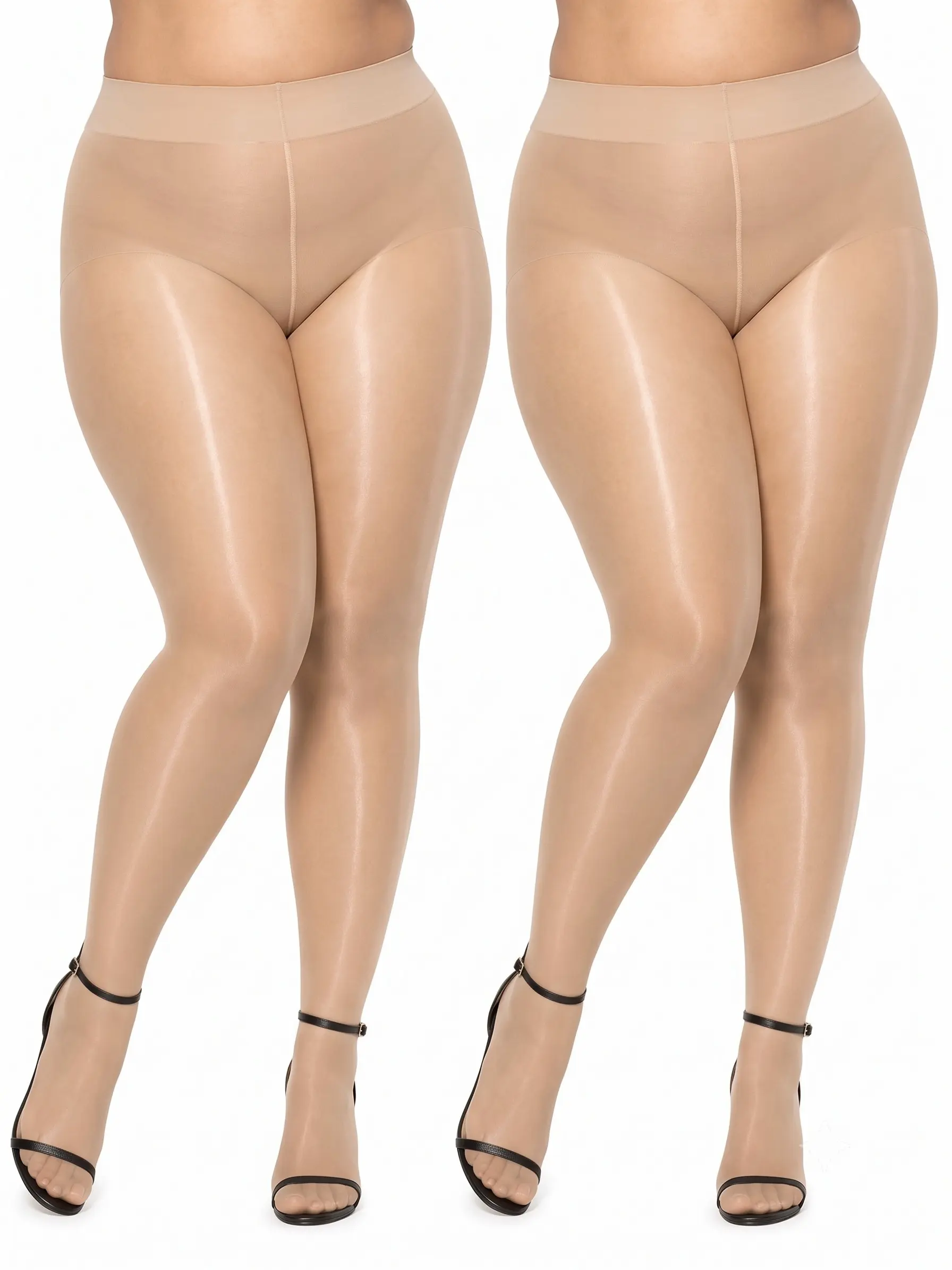 Women's 2-Pack Glossy Polyamide Pantyhose, tights for women,bug tights,Oil Shine Sheer Tights, Plain All-Seasons Holiday Wear for Plus Size, Nylon Fabric with M Fit, Casual, Durable, Smooth, Soft, Light, Everyday, Nylon Polyamid