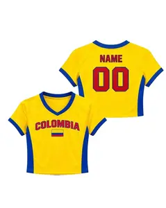 Personalized Colombia Soccer Crop Top Jersey, Custom Name Number Women Mesh Football Fan Shirt, Soccer 2026