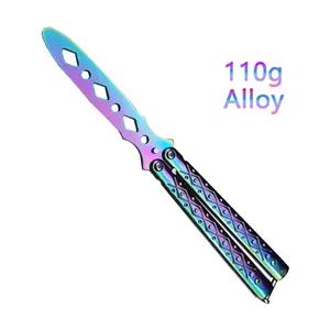 Butterfly Training Knife - Folding, Rainbow Gradient Metal Flip, Smooth Balance, Comfortable Grip for Skill Practice, Teenage Boy Gifts, Cool Stuff, Knives