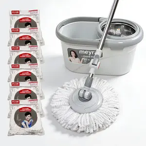 360° Rotating Mop Set, Household Cleaning Tool with Telescopic Adjustable Pole, Dual Buckets, Plastic-Stainless Steel Microfiber Head for Odor-Free Indoor Floor Care