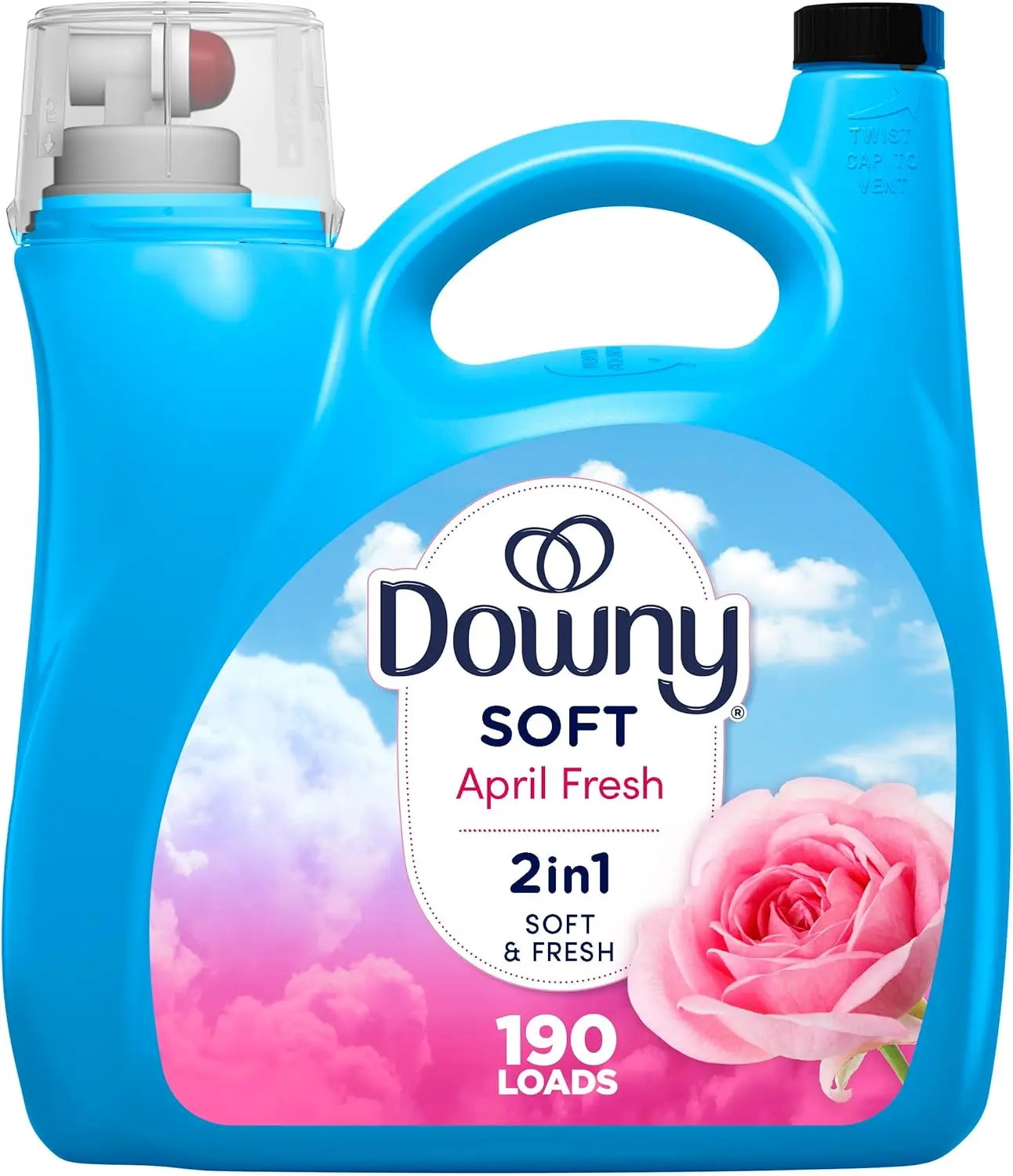 Downy Liquid Fabric Softener 140oz 190-Loads, April Fresh 2-in-1 Soft & Fresh Conditioner
