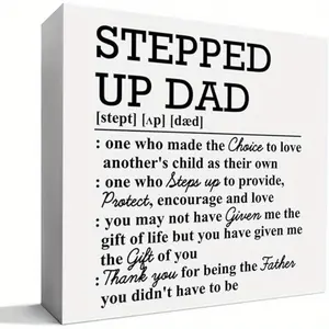 Stepdad Gifts, Father's Day Birthday Christmas Gift for Stepfather Bonus Dad Thank You Gift From Stepdaughter Stepson, Best Bonus Dad Ever Gifts, Dad Desk Decor Sign Vintage Plaque Decor Wooden Box 5x5 inch