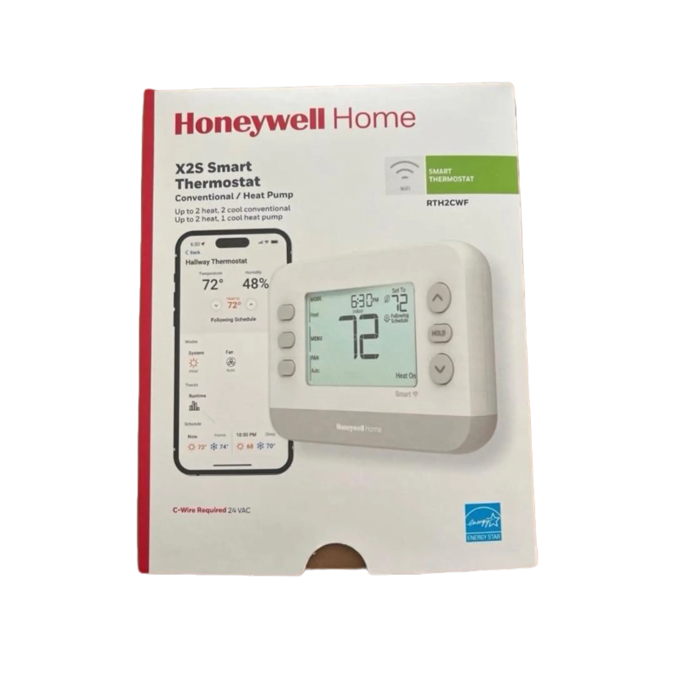 Honeywell Home X2S Programmable Smart WiFi HVAC Thermostat RTH2CWF - New, Sealed, 24V AC (C-Wire Required) Home Climate Control Device with WiFi Integration for Cooling, AC Power Supply