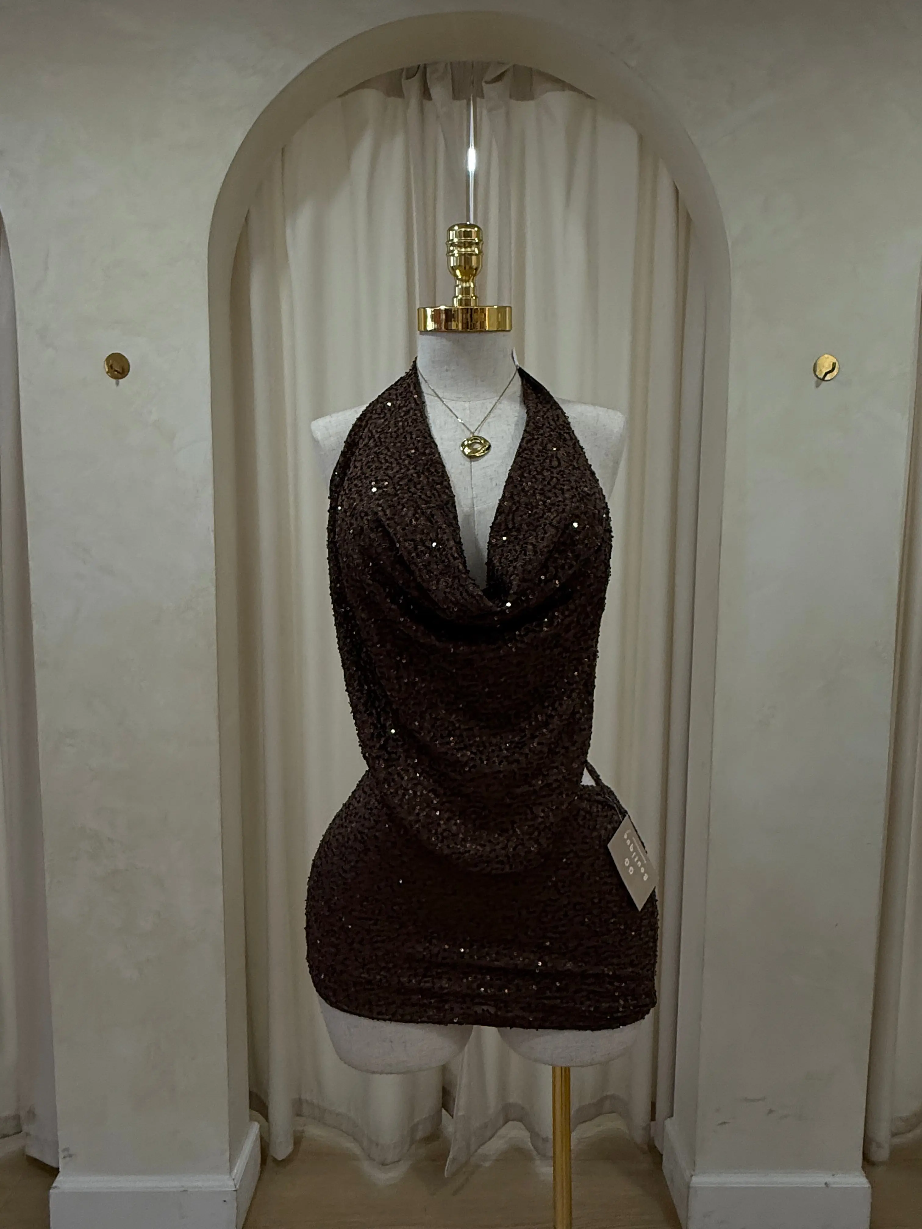 Lilian brown sequin dress