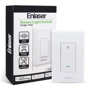 Enlaser Smart Light Switch Single Pole with Voice/Remote Control, Easy Installation, Compatible with Alexa and Google Assistant, Neutral Wire Required