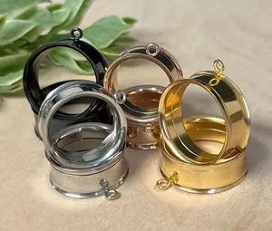 PAIR of Beautiful Add-Your-Own-Design Dangle Internally Threaded Double Flare Tunnels/Plugs - Gauges 2g (6mm) thru 1" (25mm)