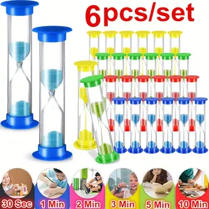 6 Color Sand Timer Set, 30 Seconds to 10 Minutes Creative Countdown Timer, Home Decorative Accessory, Ideal for Time Management & Organization