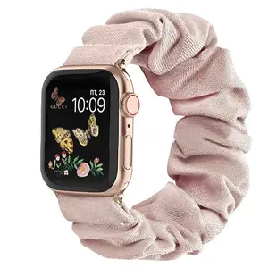 Stylish Elastic Scrunchie Watch Band Soft Wristbands for Apple Watch Series 1-9/SE Compatible with 38mm-49mm Cute and Comfortable Straps for Women