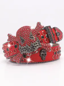 1pc Luxurious Western Cowboy PU Belt, Rhinestones, Rhinestone Decorated Belt, Rhinestone Buckles Belt, Unisex Party Accessory, Suitable for Daily Use & Nightlife, Perfect Gift