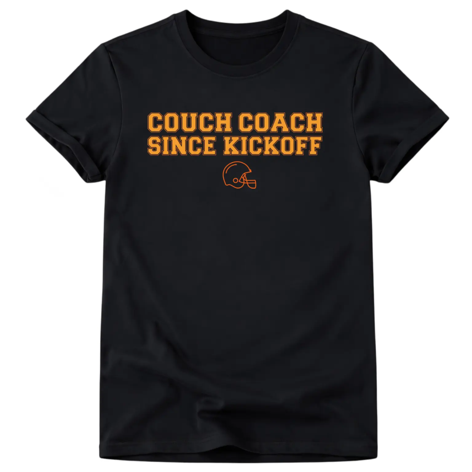 Vintage Athletic Lettering T Shirt Featuring Couch Coach Since Kickoff Slogan Suitable For At Home Game Viewing And Casual Weekend Outings