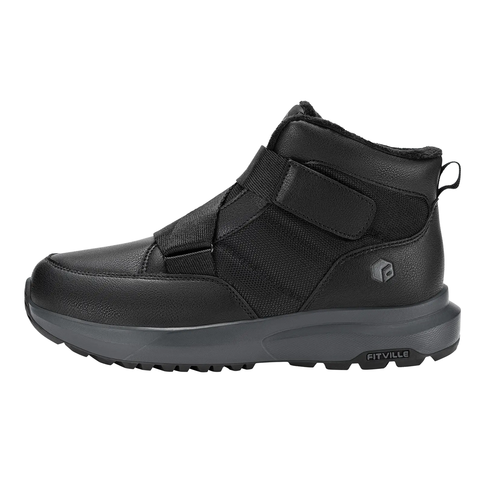 Fitville Men's Extra Wide Orthotic Slip On Snow Boots - Round Toe, Water Resistant Fur Lined Ankle Boots, Anti-Slip Rubber Sole, Plain Casual Shoes for Daily Commutes, Outdoors