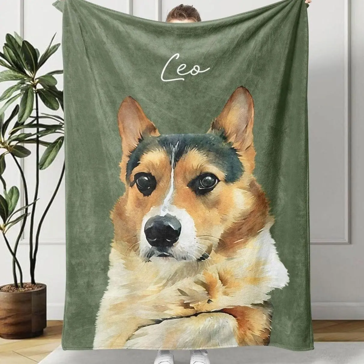 Custom Pet Photo Blanket, Personalized Dog Portrait Blanket, Pet Memorial Gift, Cat Picture Blanket