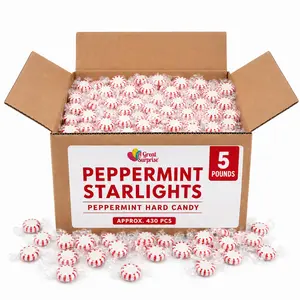 Starlight Peppermint Candy - 5 lb Bulk Bag - Red & White Peppermint Hard Candy - Individually Wrapped Mints for Office Candy Bowls