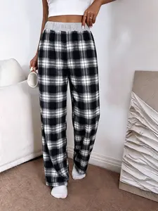 Women's Plaid Sleep Pants, Casual Fitted Home Wear, Comfortable Fall, Fashionable Ladies Pajamas, All-Seasons Style