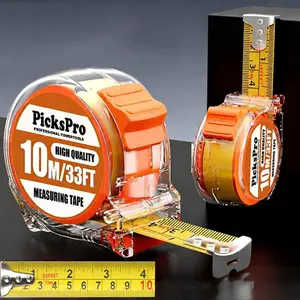 10m/33ft Metric & Imperial Scale Industrial Tape Measure, Measuring Instrument, Transparent Shell & Shockproof Design, High Precision 0.1mm, Durable Anti-Drop Wear Resistant, Measuring Tool for Home, Construction, DIY Projects