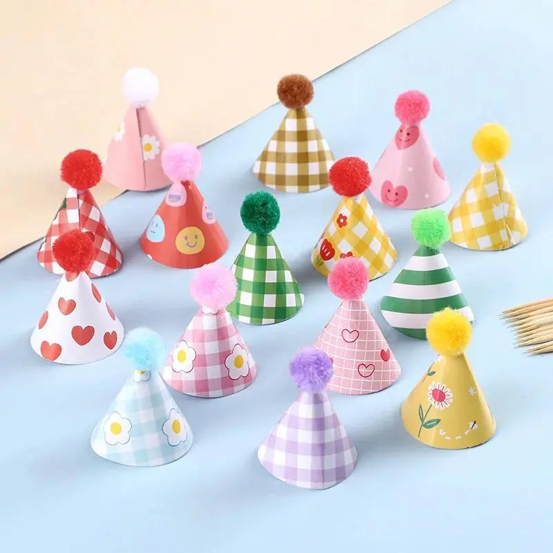 15Pcs/set Mini Birthday Hat Cake Toppers for Wedding Birthday Party Dessert Cake Decoration Baby Shower Cupcake Topper Christmas
