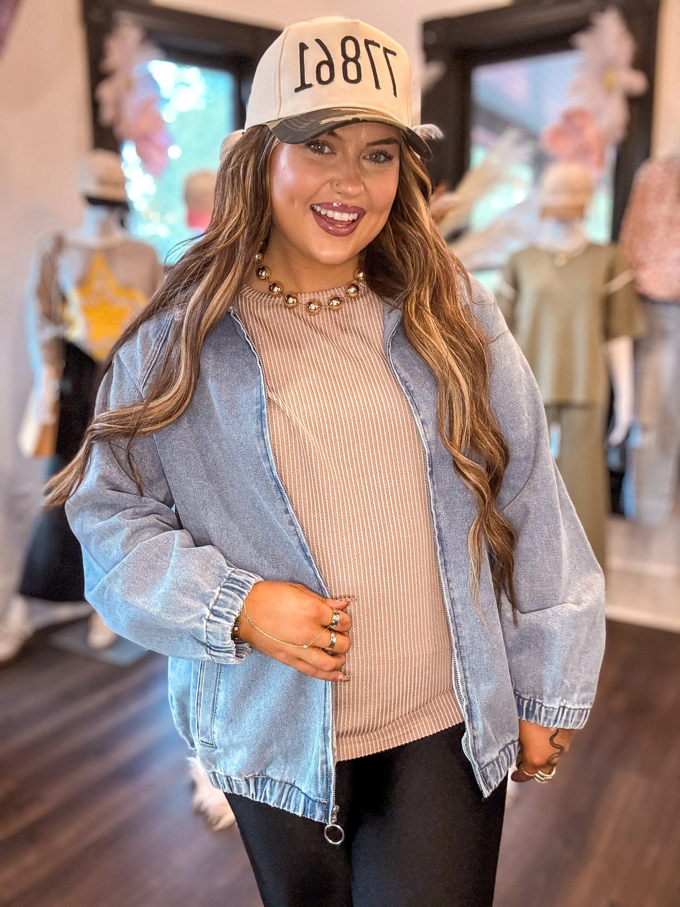 Denim Bomber Jacket Denim Bomber Jacket