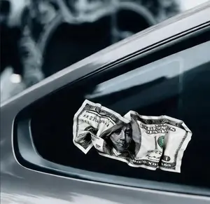 Crumpled Texture Wealth-Inspired Car Sticker | Original Designer Self-Made Decal |  Sun-Proof Fade-Resistant Auto Decor for Bumper Window Hood Body | Gift for Car Enthusiasts & Street Culture Fans | Fashionable Minimalist Artistic Style