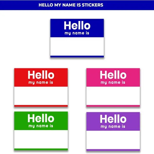 StickerJet Hello My Name Is Permanent Adhesive Stickers, 2x3 in Name Tag Labels, 500-Pack, Strong Hold, Easy Peel & Stick, Large Write-On Surface for School, Office Use, Adhesive Stickers Stickers, Permanent Sticker Stickers