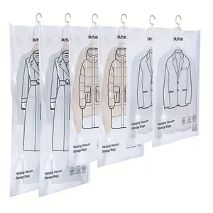 Hanging Vacuum Storage Bag, Space-Saving Vacuum Sealing Bag, Extra Thick Long Storage Bag, Suitable for Closet Storage, Suits, Dresses, Hanging Vacuum Storage Bag with Hook