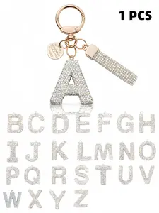 Silver Color Letter Keychain Set, 26 Pieces Cute Backpack Car Key Accessories, Unisex Gift for Birthday Holiday Special Occasions