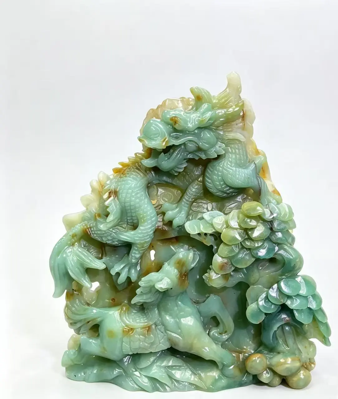Hand Carved Natural Caribbean Calcite Dragon Horse Crystal Ornament