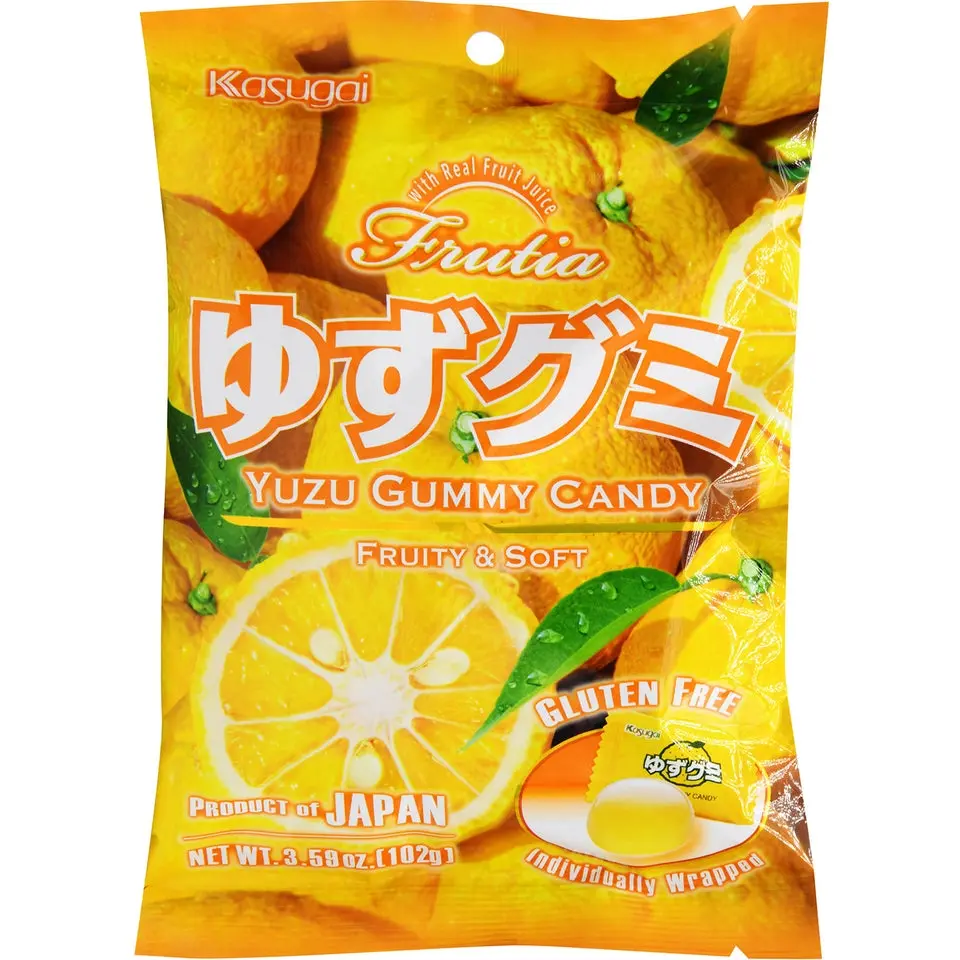 Kasugai Yuzu Gelatin-Based Chewy Gummy Candies - Fruity Sweet, Tangy Japanese Citrus, Real Juice Snack (3.59oz, Di(2-ethylhexyl)phthalate (DEHP)-Free, Suitable for All Ages), Dessert Candy, Sweets And Desserts