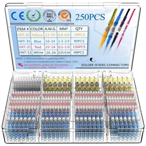 250 count Solder Seal Wire Connectors Insulated  Electrical Wire Terminals Heat Shrink Solder  Connectors Solder Connector Kit for Automotive Marine