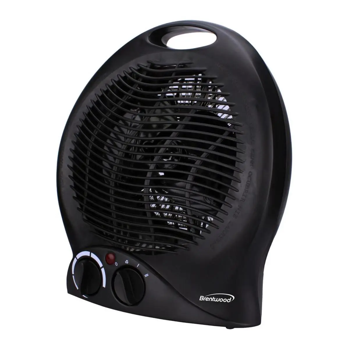 Brentwood 2-In-1 1500W Max Heater & Fan - 2 Heat Settings, Fan Setting, Adjustable Thermostat, Cool-Touch Housing, Space-Saving, 2.75 lbs Weight, with Handle, cETL Certified, Black