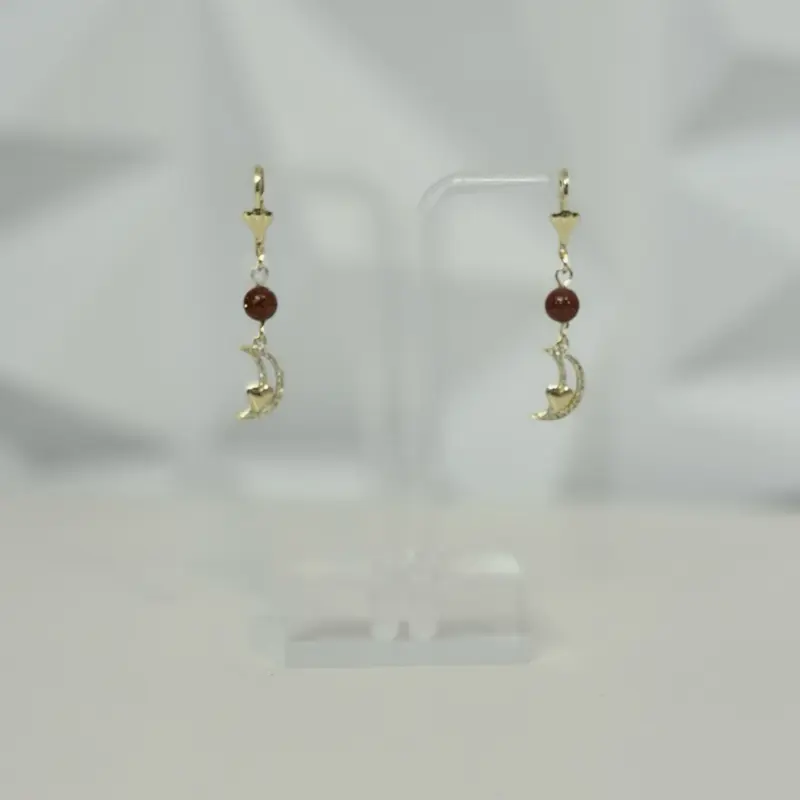 Aretes colgantes con piedra venturina cierre click