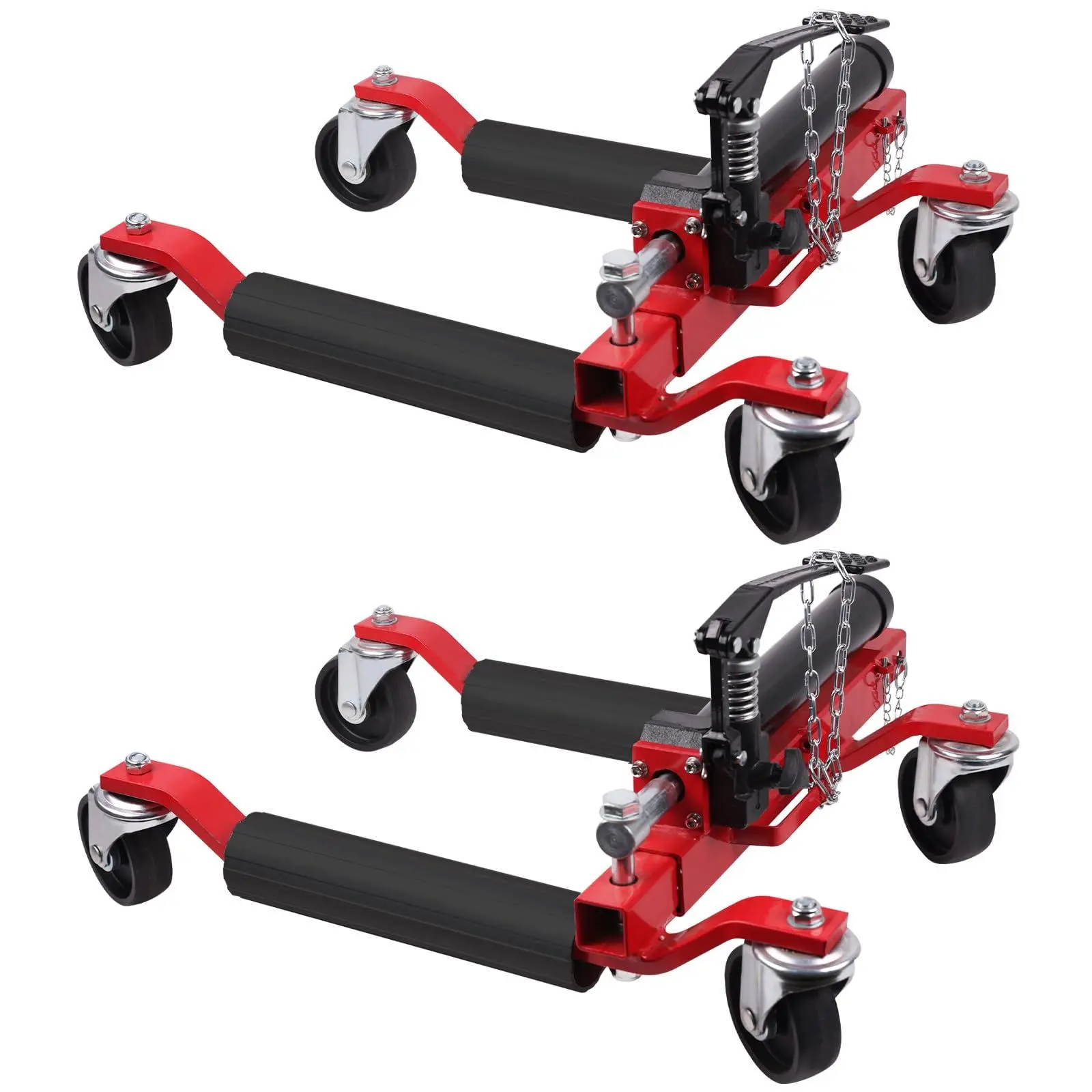 1500 LBS Capacity Car Wheel Dolly Set (2-Piece) with Hydraulic Tire Jack & Lift, Sturdy Construction for Truck, Trailer Tire Maintenance & Vehicle Positioning, Red, Trucks, Rv