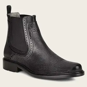 MENS FRANCO CUADRA BLACK DEER LEATHER CHELSEA BOOTS