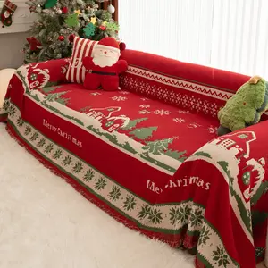 1PC Christmas Blanket Sofa Cover, All-Season Universal Sofa Sheet, Multifunctional Blanket Home Decor, Festive Couch Towel, Dustproof Couch Pad