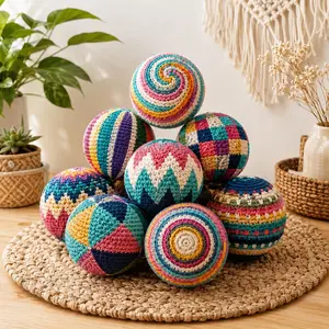 1,3,6PCS Hacky Sack Footbag Set Handmade Crochet Hacky Kick Sack Balls Knitted Kick Balls for Kids & Adults, Handmade Toss Bags for Playground, Parties & Travel (Random colors), Sensory Fidget Toy for Kids, Summer Camp Party Favor