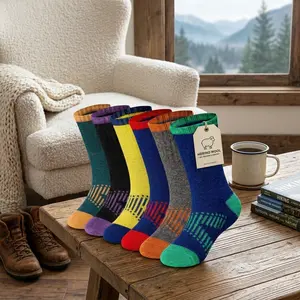 6 Pairs Kids' Thermal Merino Wool Socks - Cold Weather Hiking Socks for Boys, Cozy Boot Cushion, Breathable Moisture-Wicking, Ideal for Outdoor Activities & Everyday Wear, Six Pairs