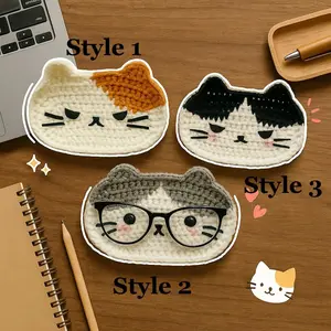 Loppy Puff - Crochet Cat Glasses Holder, Cute Animal Eyeglass Stand, Animal Lover Gift, Cute Handmade Gift, Gift For Her, Him, Glasses Case Holder