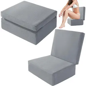 Foldable Hot Tub Booster Seat, Adjuatable 2 Heights Extra Thick Hot Tub Pillow Bath Seat with  Support Cushions, Washable Hot Tub Seat Cushion for Indoor Outdoor (Gray)