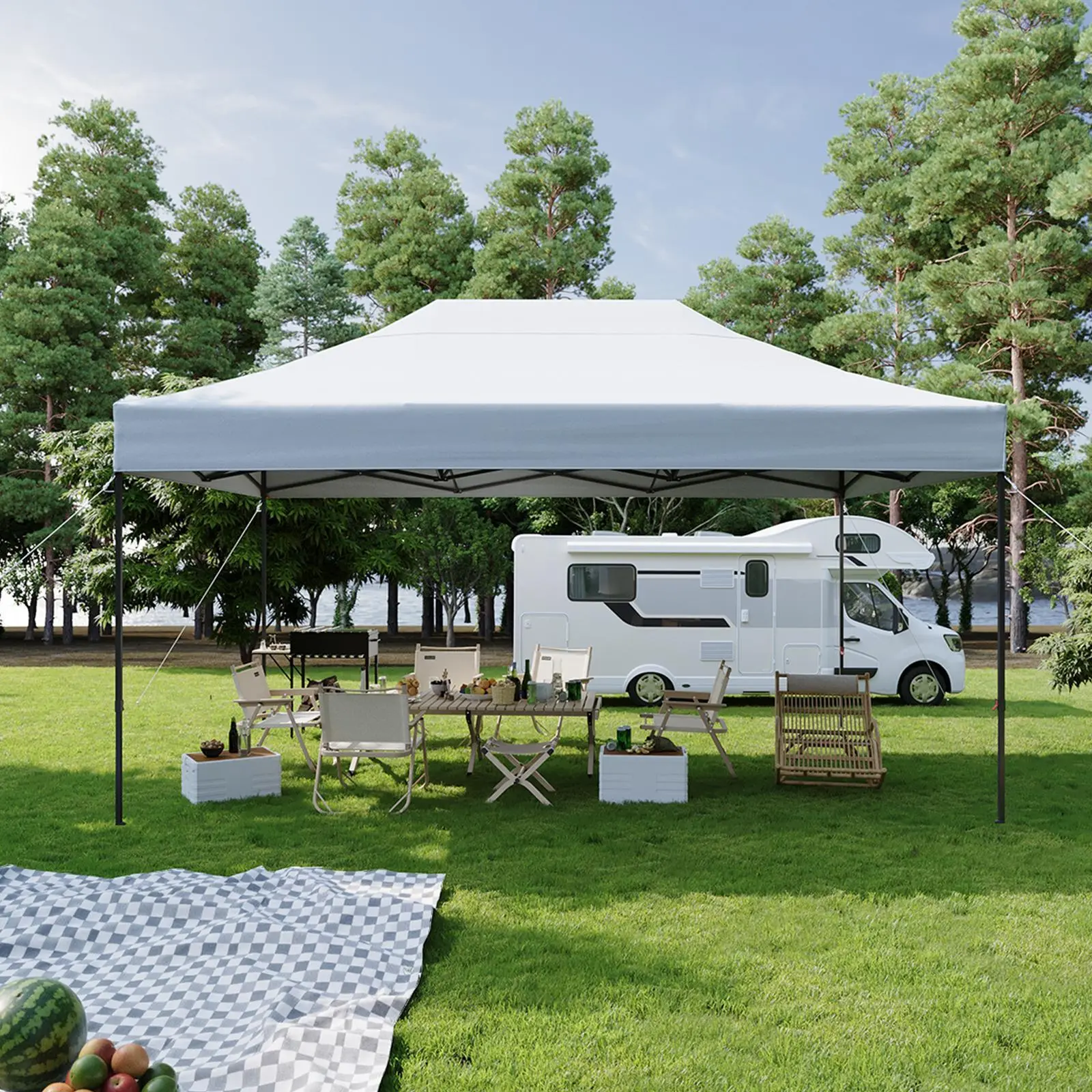 Aoxun Pop Up Canopy Tent - 10x10/10x15/10x20 Outdoor Canopy Shelter, UPF 50+ UV Block Awning, Waterproof Garden Gazebo with Roller Bag & Sand Bags