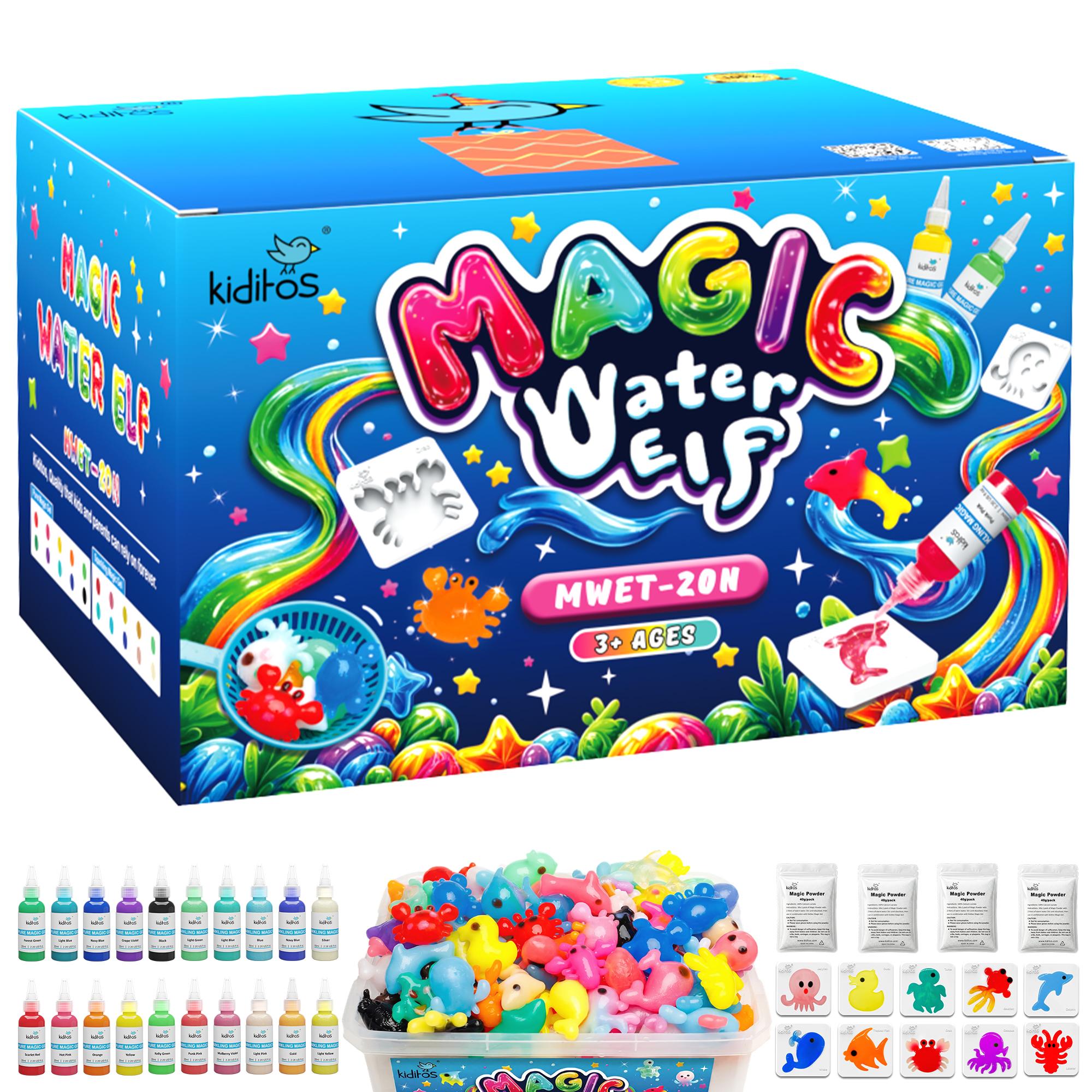 Kiditos Magic Water Elf Toy Kit with Magic Gels & Molds – Squishy Maker, Sensory Toys, Summer DIY Water Pets, STEM Crafts, Family-Friendly Imaginative Play, Birthday Gifts & Party Favors for Kids Ages 3+