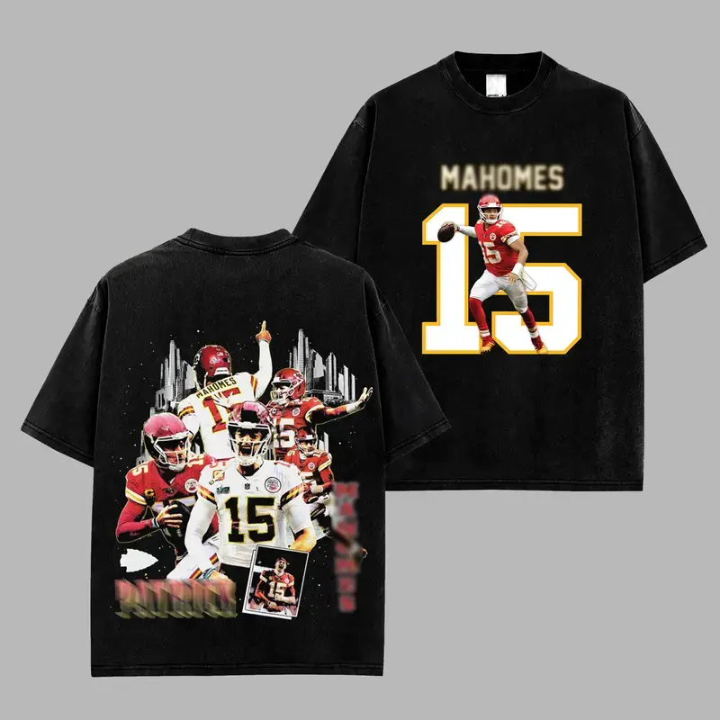 Patrick Lavon Mahomes 15 Showtime Game Day Retro Unisex 100% Heavyweight Cotton T-Shirt – Magic Mahomes Fans Shirt, The Kingdom Graphic Football Shirt, Game Day Outfits, Gift For Football Fans