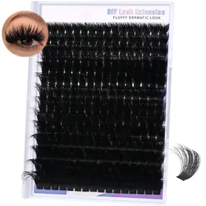 224PCS Fluffy Lash Clusters 12-25mm D Curl Volume Eyelash Extensions, Long Thick Wispy Individual Cluster Lashes Soft DIY Waterproof False Lashes DIY at Home