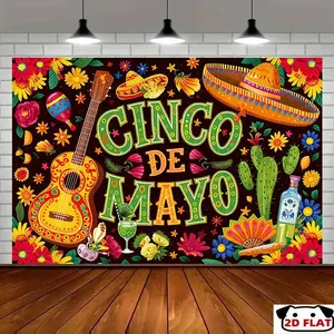 2D Flat Banner 1pc, Cinco De Mayo Party Banner - Vibrant Spring/Summer/Fall/Winter,  Lightweight Room Decoration, Durable Festive Photo Backdrop Home & Party Supplies, Party Decor, Event Banner, Home Decoration
