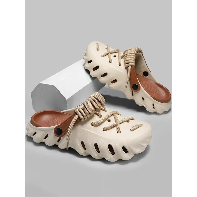 Minimalist Casual Lace Up Clogs, Trendy Soft Non-slip Comfortable Clogs, Fashionable Shoes for Indoor & Outdoor Wear, Trending Shoes