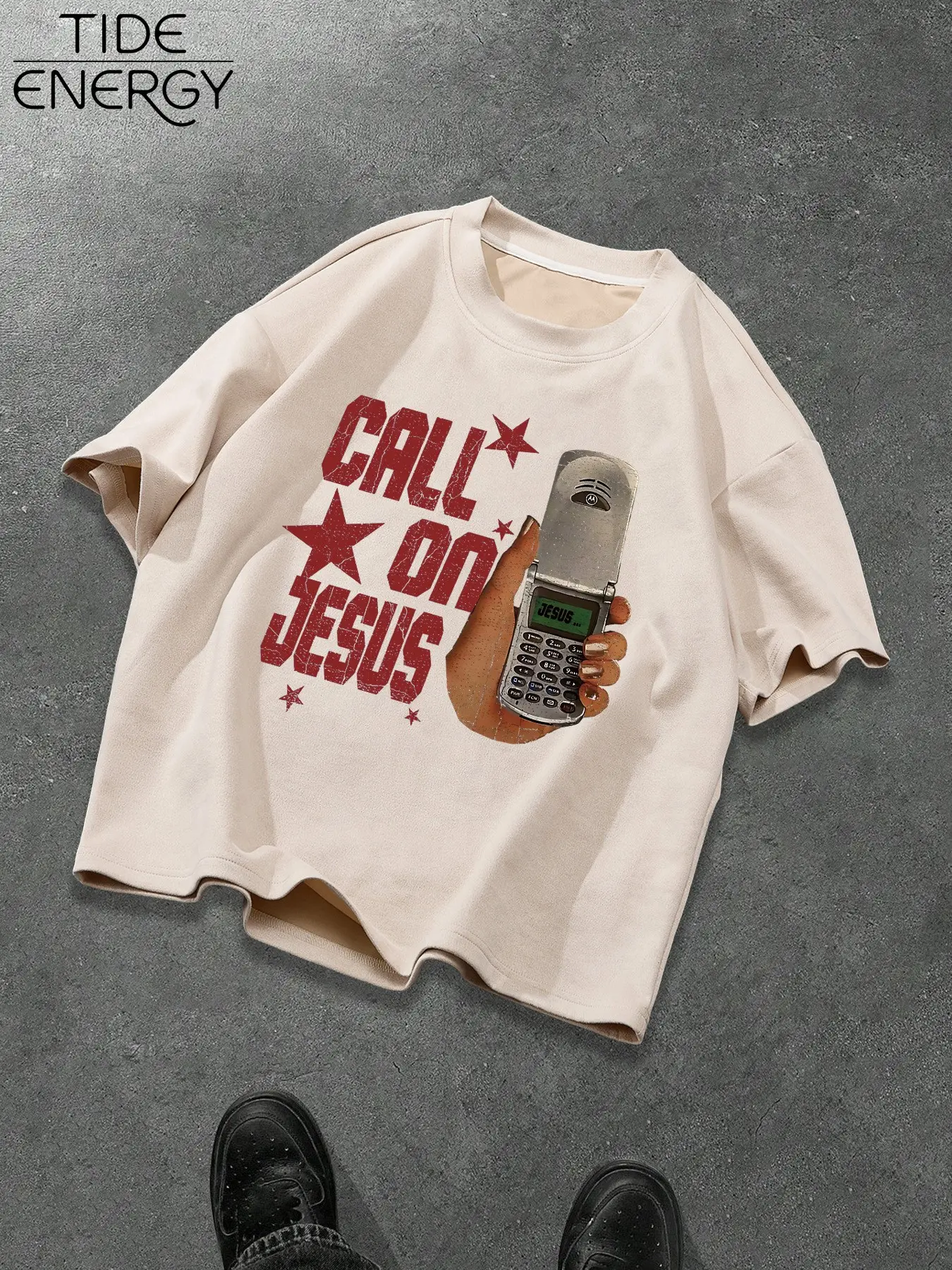 Vintage Faith Graphic Print T-Shirt, Menswear, Suede Fabric, Oversized Washed Design, Y2K Style, Casual Short Sleeve Round Neck Top, Fashion for School/shopping/daily Wear, Casual Summer Clothing
