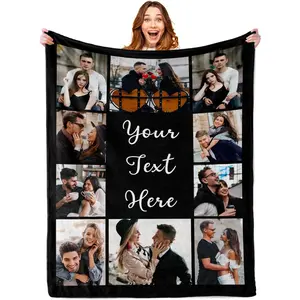 Custom Blanket with Photo Personalized Blankets and Throws Picture Blanket for Christmas Valentine's Day Birthday Gifts Customized Gifts for Mom Dad
