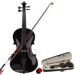 Full Size Natural Solid Wood Acoustic Violin Starter Kit for Adult Beginners, Including Case, Bow, Rosin