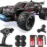 DEERC 1:14 Fast Brushless RC Cars, Max 46+ MPH, 2 3S Lipo Batteries 4x4 Waterproof RC Truck, All Terrain RC Truggy for Snow,Sand & Mud, Rock Crawler,familyfun